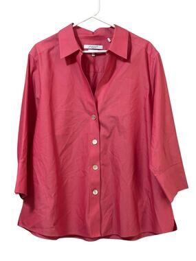 Foxcroft NYC Heritage Non-Iron Women Size 20W Shaped Button Down Shirt Cotton